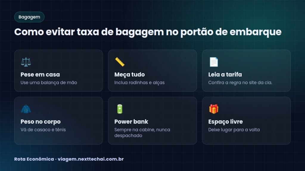 Como evitar taxa de bagagem no portão de embarque