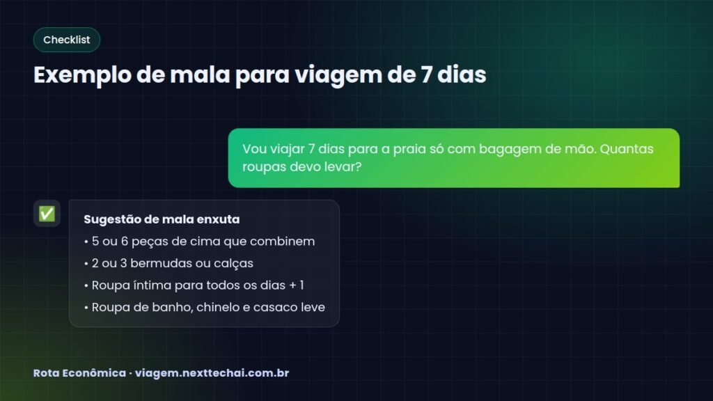 Exemplo de mala para viagem de 7 dias